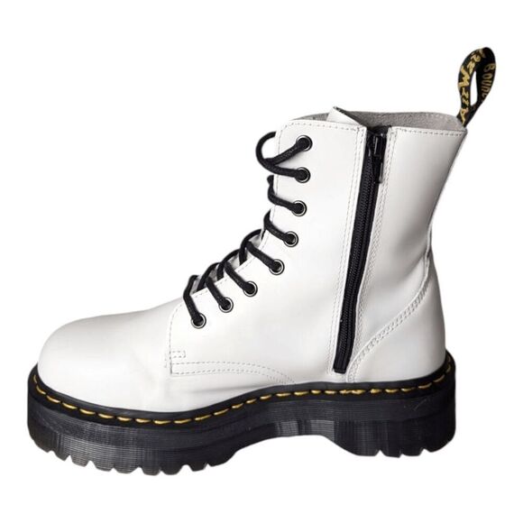 DR. MARTENS Jadon White Smooth Leather Combat Boot Size M9/W10 - Picture 6 of 13